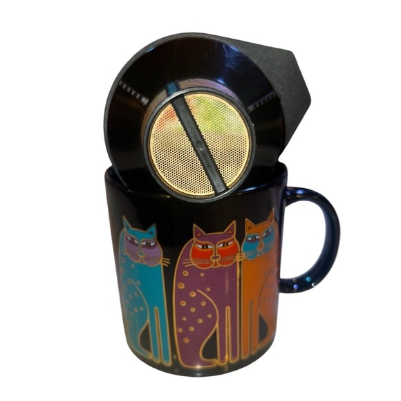 VTG 80S Laurel Burch Siamese Cats Tea Caddy Utensil Holder Japan Cat Art Kitchen - Picture 2 of 11